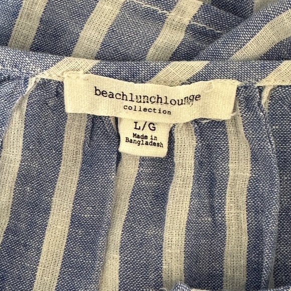 NWOT - BeachLunchLounge Linen Striped Peplum Top - large - blue & white stripe - Picture 7 of 10